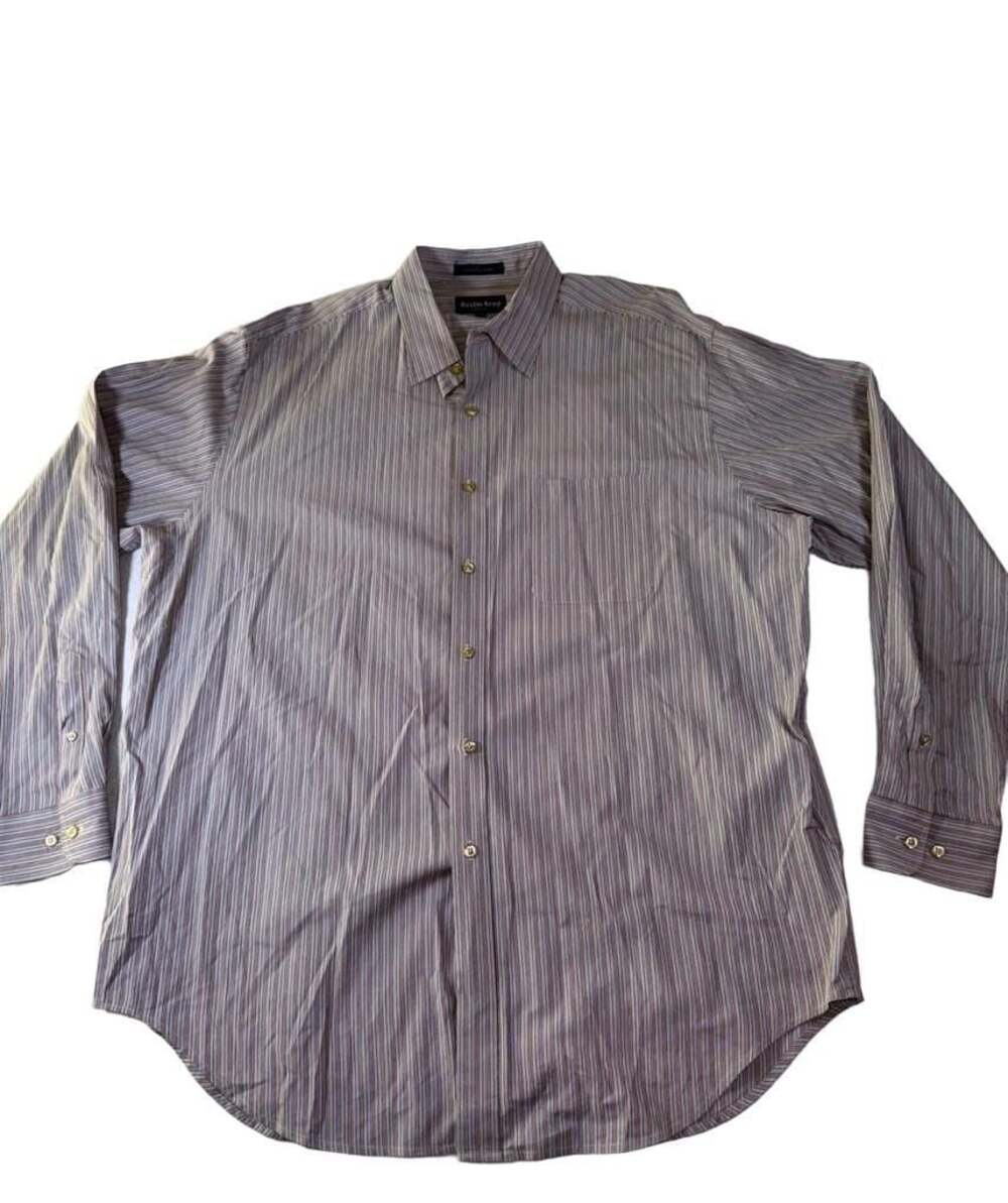 Austin Reed London 100% 2-Ply Cotton Multi-Color Striped Long Sleeve Button Up D